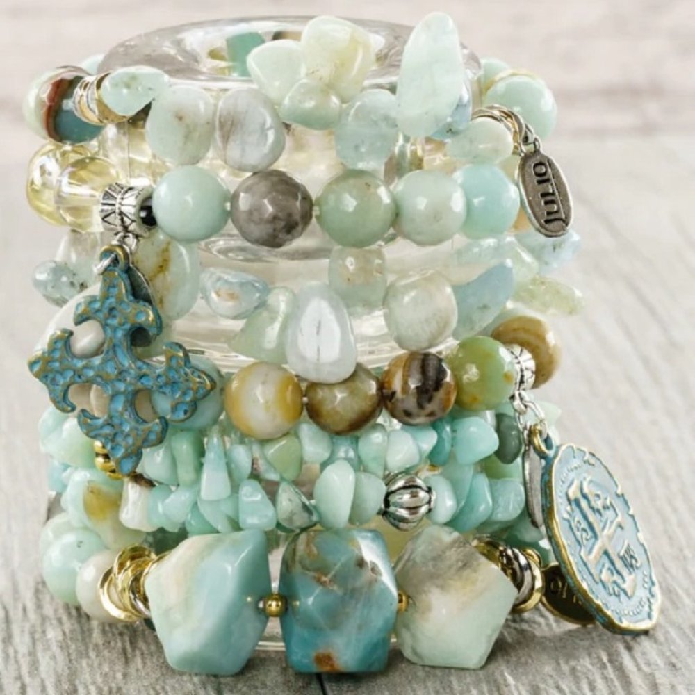 Cake Mix Amazonite Bracelets set of 6 - by Julio Designs - Picture 5 of 8